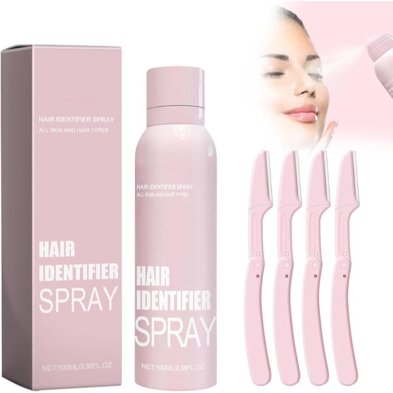 Spray identificador de pelos faciais ao lado da caixa
