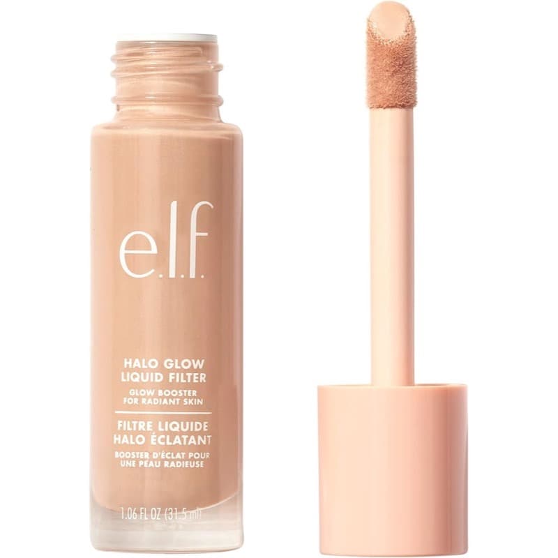Frasco e aplicador do e.l.f. Halo Glow Liquid Filter
