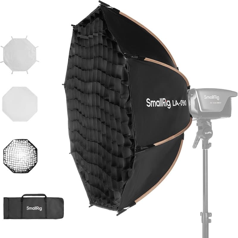 Softbox octogonal SmallRig de 90 cm montado numa luz
